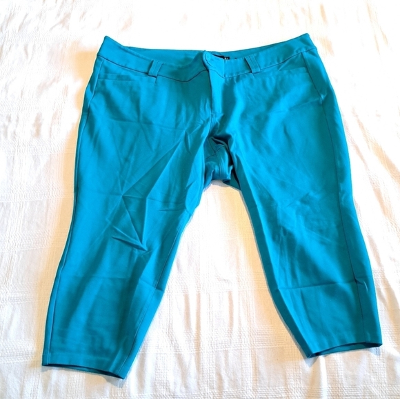 Torrid women's size Plus size 24R teal/blue pants cropped lots of stretch - Picture 4 of 10